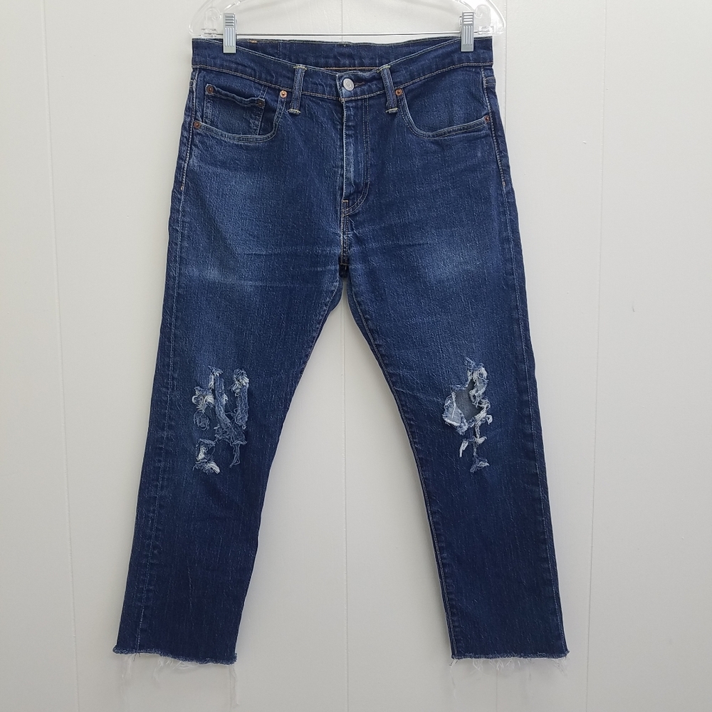 Levi's 502 Raw Hem (No From Manufacturer) Distressed  Regular Taper Jeans